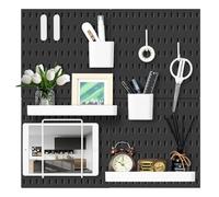 VUSIGN Kit d'organisation murale combinée, 4 panneaux perforés et 17 accessoires de suspension modulaire, kit de panneaux perforés pour chambre à coucher, maison, bureau, salle de bain, 55,9 x 55,9