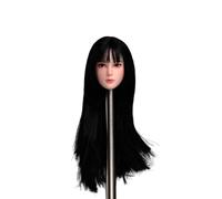 VUSLB SDH028 1/6 Scale Féminine Tête Militaire Figurine Collectible Beauté Asiatique Jeune Fille Tête Carved Model Planted Long Hair Fit 30,5 cm PH TBL JO Figurine d'action Corps (noir)