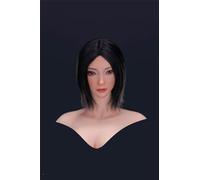 VUSLB Tête de femme à échelle 1/6 - Beauté asiatique - Tête de cheveux sculptée - Pour femme de 30,5 cm - PH TBL JO VC Action Figure Body (cheveux noirs courts)