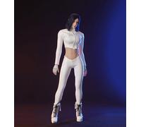 VUSLB Vêtements pour femme échelle 1/6, veste en cuir pour femme, pantalon avec fermeture éclair, pantalon pour figurine d'action PH TBL JO de 30,5 cm (blanc)