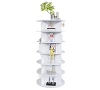 vutizal Armoire à chaussures pivotante à 6 niveaux avec fonction rotative à 360° pour 24 paires de chaussures - Design fin et haut en blanc - Peu encombrant - Étagère enfichable sans outils (60 x 60 x