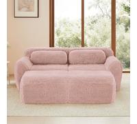 vutizal Boneless Cloud Canapé modulaire avec tabourets, canapé-lit, de sol, sans cadre, sans montage, combinable librement, en tissu peluche, rose