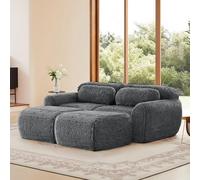 vutizal Boneless Cloud Canapé modulaire avec tabourets, canapé-lit, de sol, sans cadre, sans montage, combinable librement, en tissu peluche, gris