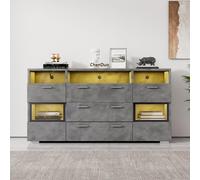 vutizal Buffet LED avec portes en acrylique - Armoire de rangement moderne avec changement de couleur et contrôle par application - Meuble TV fin pour salon et couloir - 140 × 33,5 × 72,5 cm