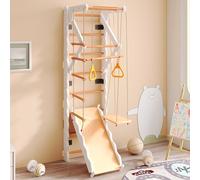 vutizal Cadre d'escalade d'intérieur - Jouet de motricité multifonction - 6 en 1 en bois massif - Espalier avec toboggan, balançoire et échelle d'escalade - Pour enfants à partir de 3 ans
