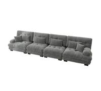 vutizal Canapé d'angle 5 places avec espace de rangement, housse en velours, dossier réglable à 180 °, pour les grands salons et les salles familiales