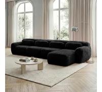 vutizal Canapé d'angle en forme de L avec fonction allongée, canapé-lit modulaire, 4 places, tissu peluche de qualité supérieure et mousse 32D de qualité supérieure, sans montage, noir