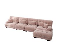 vutizal Canapé d'angle modulaire 4 places en forme de L avec ottoman rose, spacieux en chenille, confortable et moderne