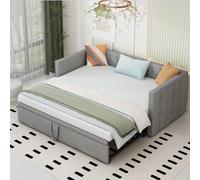 vutizal Canapé-lit extensible, 180 x 200 cm, lit simple et double, multifonction, avec sommier à lattes et housse en velours, peu encombrant, sans matelas