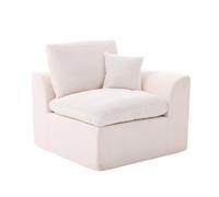 vutizal Canapé Modulaire Fauteuil en Velours Siège Simple Style Nordique Déhoussable Combinable en 2 Places Doux & Confortable avec Coussin - Beige