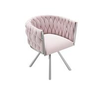 vutizal Chaise de maquillage pivotante à 360° - Fauteuil de luxe en velours rose avec structure en métal pour coiffeuse et chambre à coucher - Chaise pivotante avec capacité de charge élevée (150 kg)