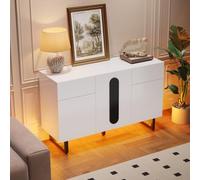vutizal Commode à 6 tiroirs avec pieds en métal et étagères réglables - Armoire de rangement pour cuisine et salon - 120 x 41 x 75 cm - Blanc