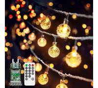 vutizal Guirlande Exterieur, 9M 40LEDs Guirlande Lumineuse Exterieure Boules de Cristal,IP44 Étanche 8Modes Guirlande Lumineuse Guinguette Exterieur pour Jardin,Mariage,Fête,Décoration,chambre
