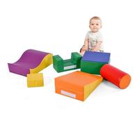 vutizal Lot de 6 blocs de construction en mousse, jouets de motricité, avec escalier, toboggan, cadre d'escalade, parcours d'éveil, intérieur imperméable à l'eau à partir de 1 an, pour enfants EN71