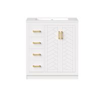 vutizal Meuble de lavabo avec étagère latérale, 3 tiroirs, tiroir profond, fermeture douce, lavabo en céramique, blanc, 77 x 47 x 85 cm