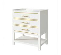 vutizal Meuble de lavabo blanc avec bac en céramique, 2 tiroirs, col en U, compartiment ouvert, design de luxe, 76 x 46 x 86 cm