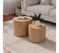 vutizal Table Basse gigogne Ronde Bois Naturel 2 pièces Ø48 cm | Sans montage, plateau bois véritable à cernes uniques, finition anti-hum. : prêt, stable, entretien facile.