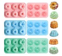 VUTYNKO Lot de 3 moules à kouglof en silicone réutilisables avec revêtement antiadhésif pour biscuits, bagels, muffins