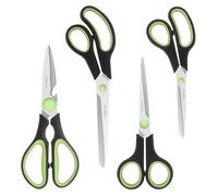Vutyvve Lot de 4 paires de ciseaux de cuisine, lames en acier inoxydable, manche souple, multifonctionnel, noir/vert
