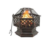 Vuurplaats met pook rustiek XXL 62x54x56 cm staal360060