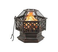 vidaXL Foyer rustique avec tisonnier 62x54x56 cm XXL Acier