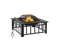 vidaXL Vuurplaats met pook XXL 81x81x47 cm staal311888 Noir G