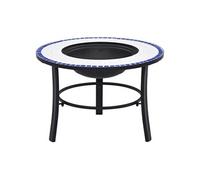 vidaXL Vuurschaal mozaÃ¯ek 68 cm keramiek blauw en wit46720 Blanc G