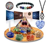 Vuuuuv horoscope orgone Pyramid, Cancer Therapy Crystal Gift Set, Pierre du zodiaque à Pierre de naissance partenaire, pour l'astrologie, Reiki, générateur d'énergie, méditation