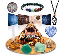 Vuuuuv horoscope pyramide organique, cristal de guérison du Capricorne coffret cadeau, Pierre du zodiaque à Pierre de naissance partenaire, pour l'astrologie, Reiki, générateur d'énergie, méditation