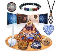 Vuuuuv horoscope pyramide organique, ensemble cadeau de cristal de guérison Verseau, Pierre du zodiaque à Pierre de naissance partenaire, pour l'astrologie, Reiki, générateur d'énergie, méditation