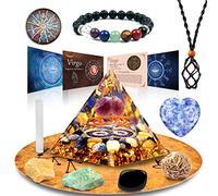Vuuuuv pyramide organique astrologique, cristal de guérison de la Vierge coffret cadeau, Pierre du zodiaque à Pierre de naissance partenaire, Astrologie, Reiki, générateur d'énergie, méditation