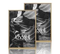 VUVUZULA Lot de 2 cadres photo A2 en bois de chêne, beige mat, DIN A2, 42 x 59,4 cm, moderne classique, orientation horizontale et verticale, fixation murale