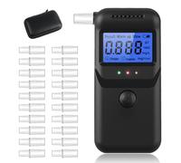Vuxava Éthylotest Électronique Homologué NF avec Écran LCD & 20 Embouts - Alcotest Portable pour Maison & Voiture avec Sac Noir en Fibre de Carbone, Précis & Réutilisable