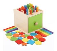Vuxava Jouet Montessori 1 an Bébé - Jeux Montessori Sensoriels Bois 1 2 3 Ans - Jeu Montessori 1 an Enfant Tri Formes Couleurs - Cadeau Fille Garçon - Valisette Montessori Éducative
