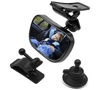 Vuzmode 1 miroir de voiture for bébé avec 2 supports for siège, for sécurité réglable à 360°, ventouse et dossier clip, incassable 100° Commutateur de réglage du rétroviseur de voiture