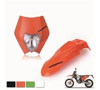 Vuzmode Carénage de phare et garde-boue avant universels for moto, Dirt Bike, Motocross, Supermoto, for Témoin lumineux moto(Orange)