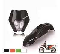 Vuzmode Carénage de phare et garde-boue avant universels for moto, Dirt Bike, Motocross, Supermoto, for Témoin lumineux moto(Schwarz)