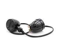 Vuzmode Clignotants lumineux for Harley, Cruiser Chopper Cafe Racer, indicateur Vintage, lampe de marque ambre 12V, boîtier chromé noir, 2 pièces Indicateur de signalisation pour moto(Schwarz)