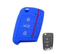 Vuzmode Coque en Silicone for clé à 3 Boutons, for VW, for Golf, 7 MK7, for Skoda, for Octavia, Combi, for Seat, Leon, Ibiza, CUPTRA Étui pour clé de Voiture(Dark Blue)