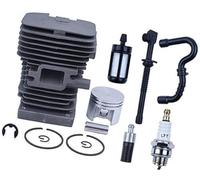 Vuzmode Filtre de tuyau de conduite de carburant et d'huile, cylindre et piston de 38 mm, for tronçonneuse STIHL, MS180, MS170, 018 et 017, avec bagues de bougie et goupilles Segment de piston