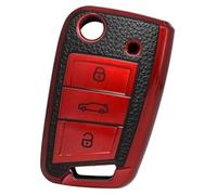 Vuzmode Housse de clé Voiture à 3 Boutons, for VW, Golf, 7, Polo, Passat, Seat, Ibiza Leon, Skoda, Octavia, Fabia, télécommande Pliable en Cuir TPU Housse de clé de Voiture