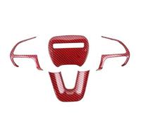 Vuzmode Kits d'autocollants de Garniture Couverture décoration Volant, for moulures intérieures Voiture Dodge, Challenger 2015-2021 Autocollant pour Volant(Red Carbon Fiber)