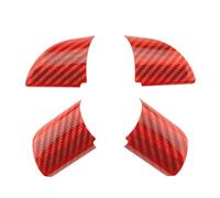 Vuzmode Lot de 4 Autocollants en Fibre Carbone for Garniture Volant Voiture, for Ford, for Focus, MK2 2005-2011, Accessoires décoration Autocollant pour Volant(Carbon Fiber Red)