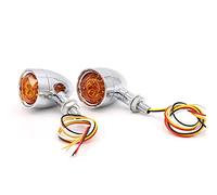 Vuzmode Moto 1 paire 10mm noir chromé clignotant clignotants, for Harley, Cruiser Chopper café Racer indicateur 12V ambre Indicateur de signalisation pour moto(Chrome)