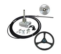 Vuzmode Système de direction bateau à moteur hors-bord engrenage planétaire 14 pieds avec câble commande et volant ABS Remplacement du gouvernail de direction de bateau