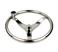 Vuzmode Volant de bateau marin avec bouton d'écrou en acier inoxydable à 3 branches 13-1/2 po Remplacement du gouvernail de direction de bateau