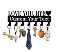 VUZUCOSH Porte-clés personnalisé en métal « Love You Bye » - Support mural pour clés - Crochets personnalisés - Porte-manteau Sweet Home - Cadeau de couple de mariage - Cadeau de pendaison de