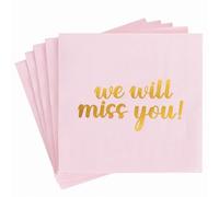 Vuzvuv Lot de 50 serviettes de table « We Will Miss You » - Décorations de fête d'adieu pour les collègues, la retraite, l'obtention d'un diplôme, la bonne chance militaire et les déménagements (12,7