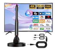 VVancha Tech Antenne TV Intérieure TNT HD, 2025 Le Plus récent Antenne TV Intérieur, Réception Longue Portée à 360° avec Base Magnétique, Prend en Charge 4K 1080p VHF UHF DVB-T/DVB-T2