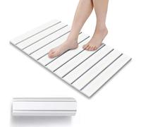 VVancha Tech Tapis de Bain diatomite, Tapis de Bain antidérapant Pliable en Terre de diatomée Naturelle, séchage Rapide, Haute Absorption d'eau, Tapis de Sol pour Salle de Bains (Blanc)